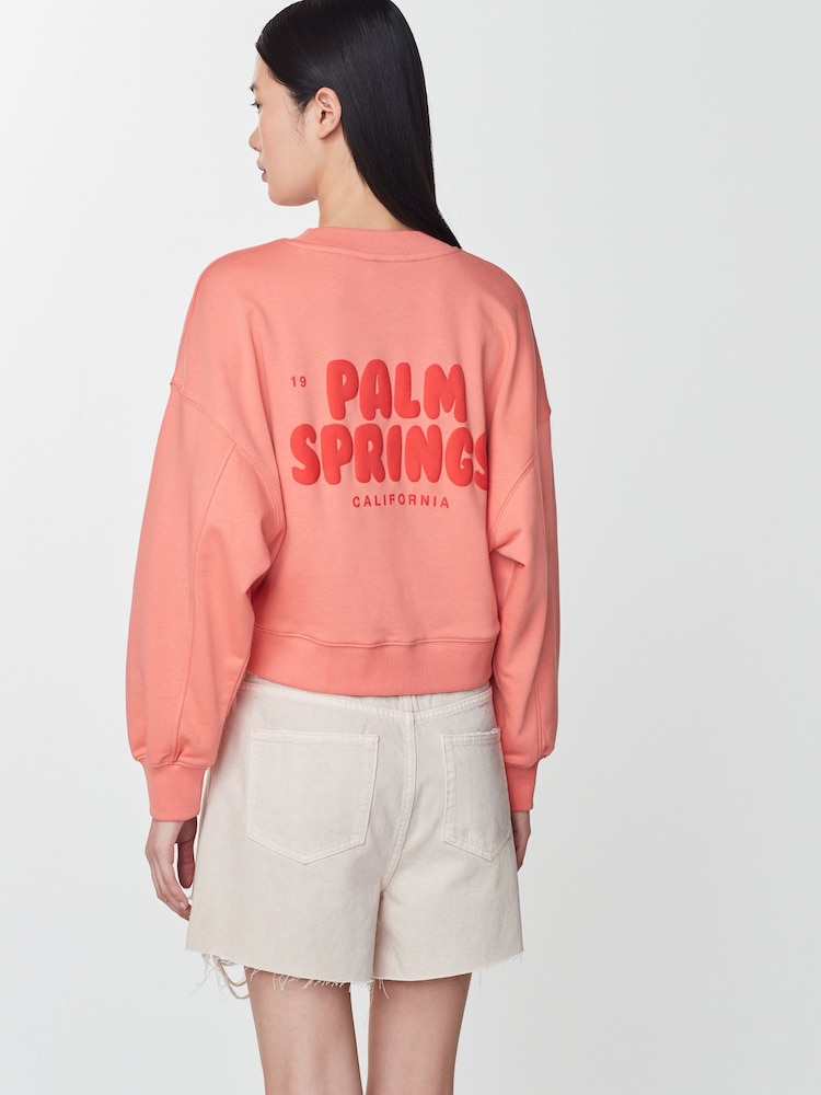 Coral Red Palm Springs Long Sleeve Graphic Slogan Sweatshirt - Image 1 of 7