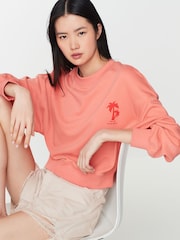 Coral Red Palm Springs Long Sleeve Graphic Slogan Sweatshirt - Image 2 of 7