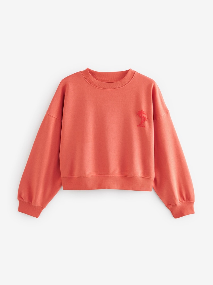 Coral Red Palm Springs Long Sleeve Graphic Slogan Sweatshirt - Image 6 of 7