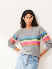 Rainbow Grey Marl Cosy Soft Touch Lightweight Drop Shoulder Jumper Top - Image 1 of 6