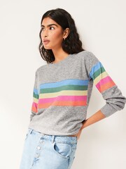 Rainbow Grey Marl Cosy Soft Touch Lightweight Drop Shoulder Jumper Top - Image 4 of 6