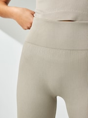 Grey High Waist Ribbed Cycling Shorts - Image 4 of 6