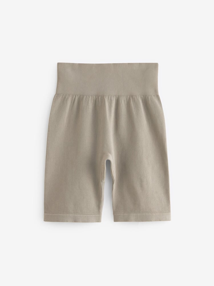 Grey High Waist Ribbed Cycling Shorts - Image 5 of 6