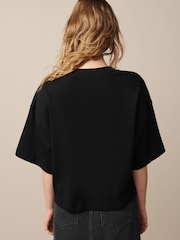 أسود - Oversized Relaxed Fit Boxy Heavyweight Crew Neck T-Shirt - صورة 4 من 7