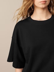 أسود - Oversized Relaxed Fit Boxy Heavyweight Crew Neck T-Shirt - صورة 5 من 7