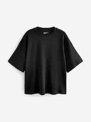 أسود - Oversized Relaxed Fit Boxy Heavyweight Crew Neck T-Shirt - صورة 6 من 7