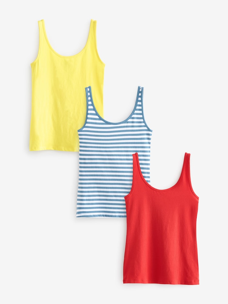 Rot/Blau/Gelb - Built Up Tops mit breiten Trägern, 3er-Pack - Bild 1 von 5 Rot/Blau/Gelb - Built Up Tops mit breiten Trägern, 3er-Pack - Bild 1 von 5