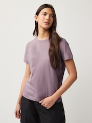Mauve Purple Essential Pure 100% Cotton Short Sleeve Crew Neck T-Shirt - Image 1 of 5