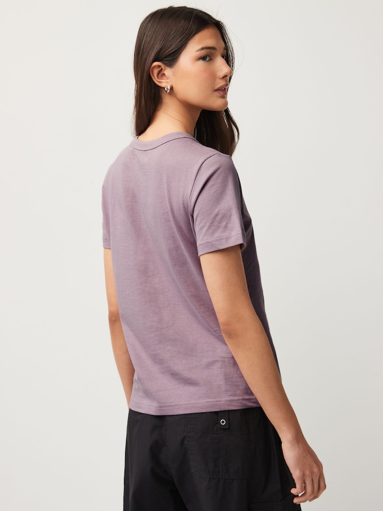 Mauve Purple Essential Pure 100% Cotton Short Sleeve Crew Neck T-Shirt - Image 2 of 5