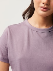 Mauve Purple Essential Pure 100% Cotton Short Sleeve Crew Neck T-Shirt - Image 3 of 5