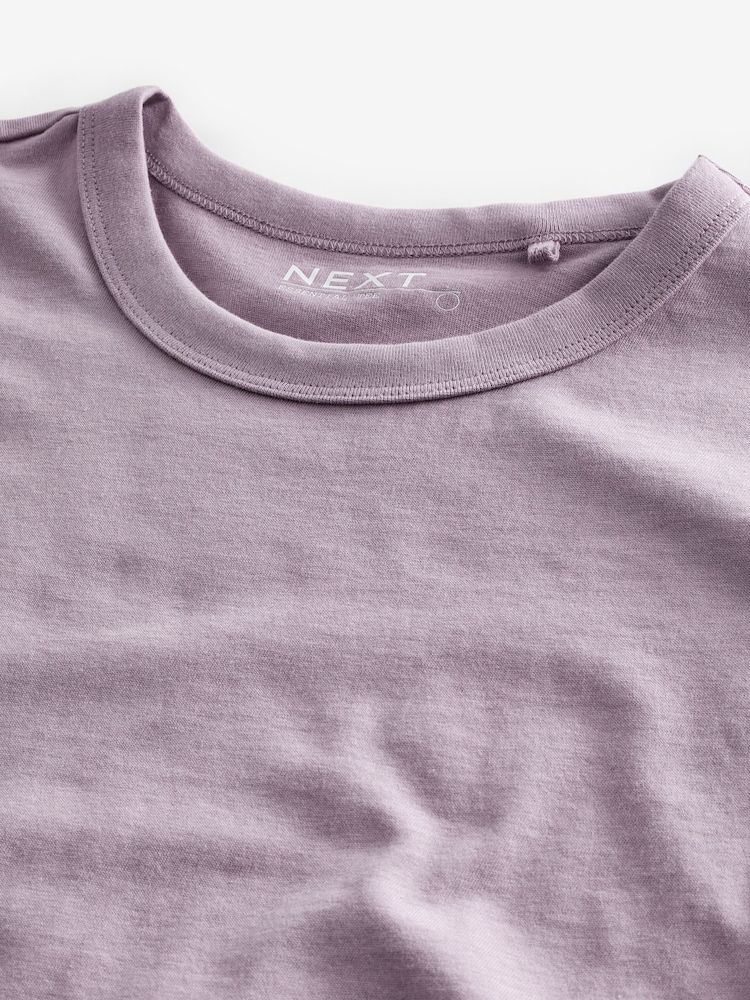 Mauve Purple Essential Pure 100% Cotton Short Sleeve Crew Neck T-Shirt - Image 5 of 5