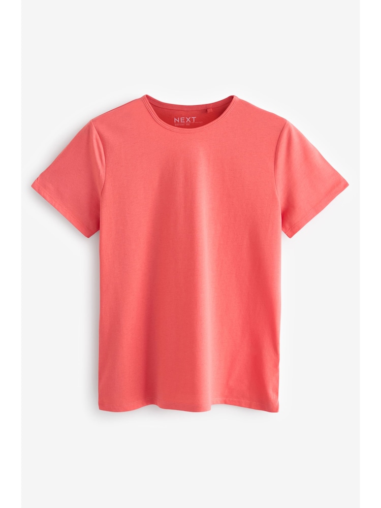Zwart/wit/koraalrood/strepen/kobalt - Set van 5 T-shirts met ronde hals en hoog katoengehalte - Image 9 of 10