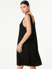 Black Sleeveless Slouch V-Neck Mini Dress - Image 3 of 4