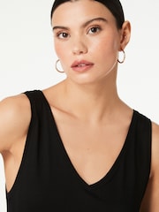 Black Sleeveless Slouch V-Neck Mini Dress - Image 4 of 4