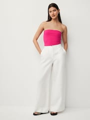 Pink Shorter Length Cotton Rich Bandeau Boobtube Top - Image 2 of 6