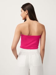 Pink Shorter Length Cotton Rich Bandeau Boobtube Top - Image 3 of 6