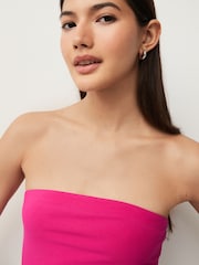 Pink Shorter Length Cotton Rich Bandeau Boobtube Top - Image 4 of 6