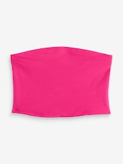Pink Shorter Length Cotton Rich Bandeau Boobtube Top - Image 5 of 6