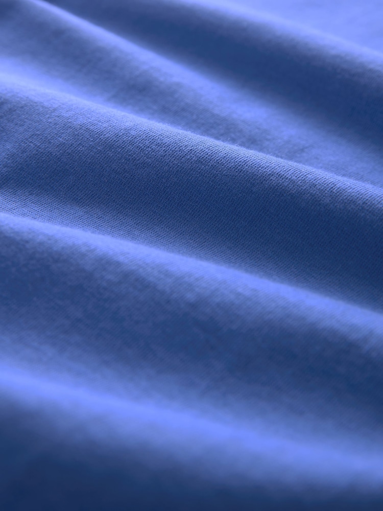 Blue Cobalt Shallow V-Neck 100% Cotton Rich Cap Sleeve T-Shirt - Image 6 of 6