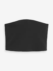 Black Shorter Length Cotton Rich Bandeau Boobtube Top - Image 5 of 6
