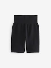 Zwart - Geribbelde fietsshort met hoge taille - Image 5 of 6