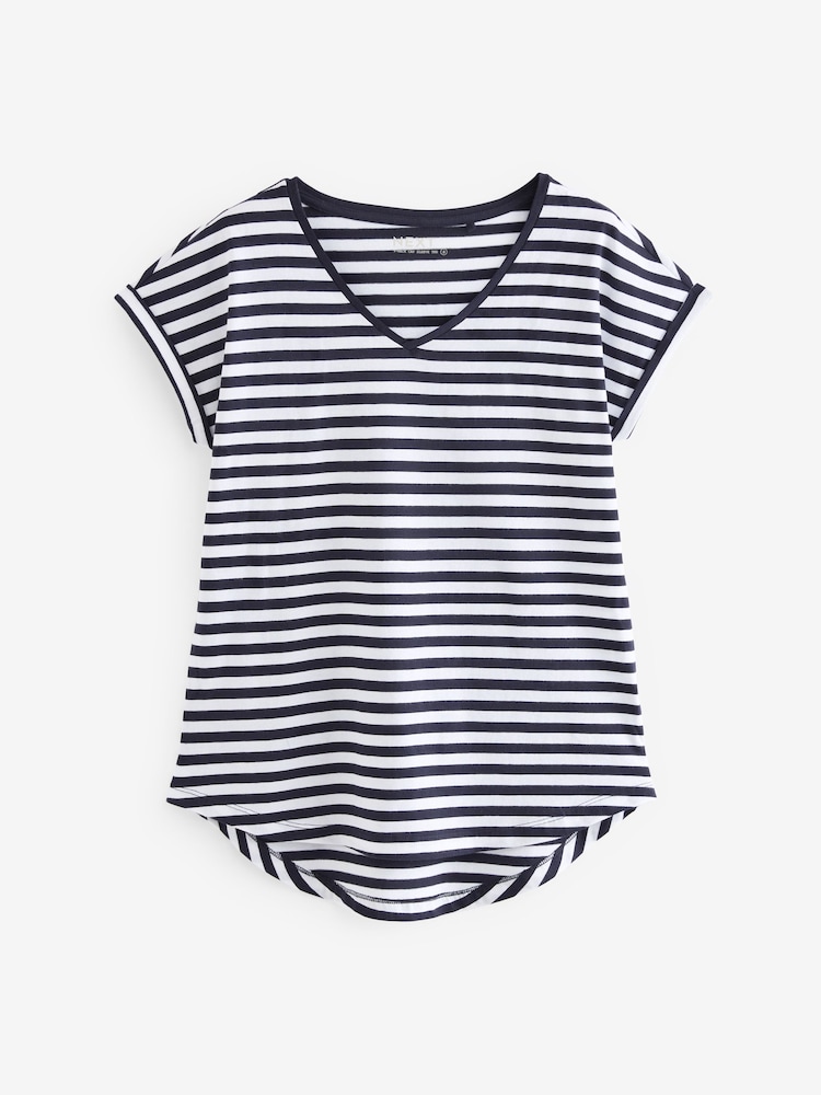 Multi 100% Cotton V-Neck Cap Sleeve T-Shirts 3 Pack - Image 8 of 9