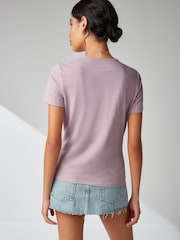 Pink The Everyday Crew Neck Cotton Rich Short Sleeve T-Shirt - Image 3 of 6