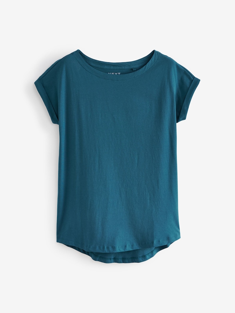 Blauwgroen - T-shirt met kapmouwtjes - Image 4 of 5