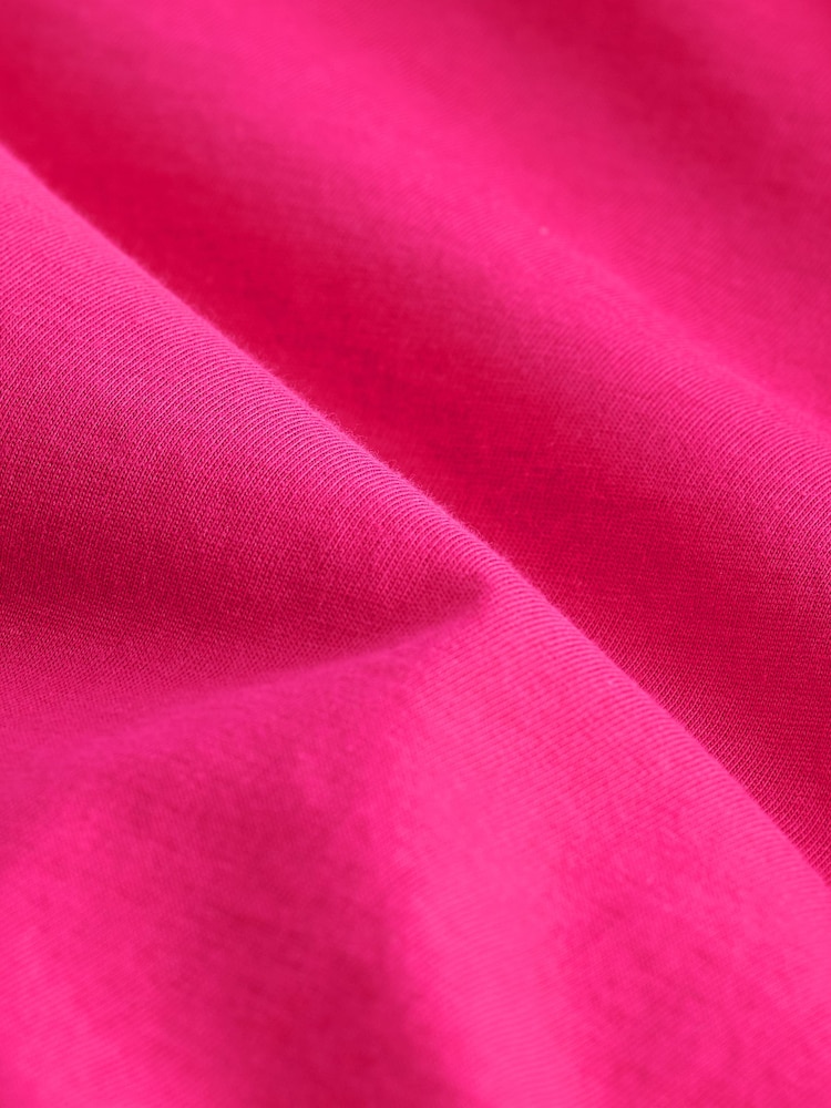 Pink Shallow V-Neck 100% Cotton Rich Cap Sleeve T-Shirt - Image 6 of 6