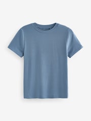 Blue Soft Touch Ribbed Short Sleeve T-Shirt with TENCEL™ Lyocell - Image 5 of 6