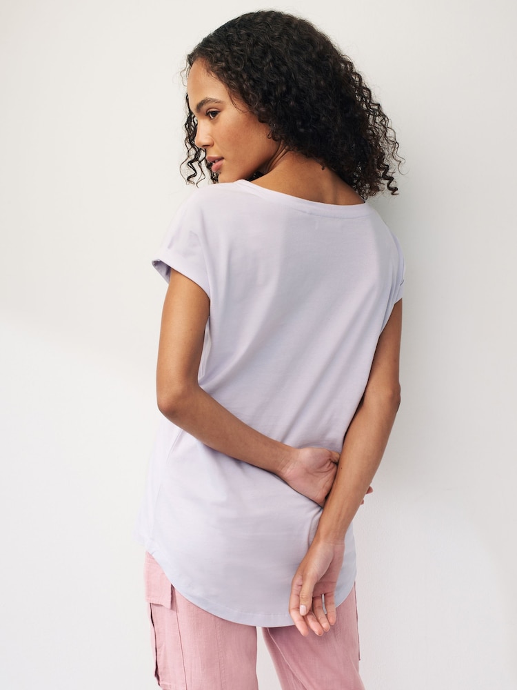 Lilac Purple Cap Sleeve T-Shirt Top - Image 3 of 6