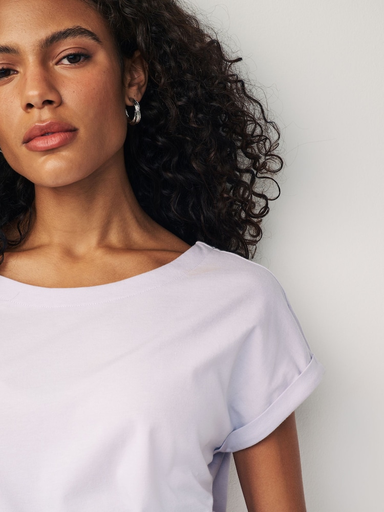 Lilac Purple Cap Sleeve T-Shirt Top - Image 4 of 6