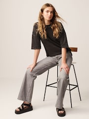 Charcoal Grey 100% Cotton Relaxed Fit Heavyweight Longline Crew Neck T-Shirt - Image 2 of 7