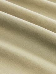 Olive Green Shallow V-Neck 100% Cotton Rich Cap Sleeve T-Shirt - Image 6 of 6