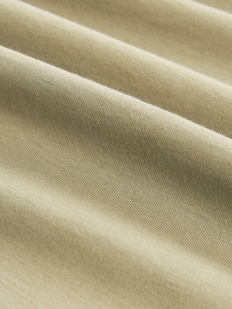 Olive Green Shallow V-Neck 100% Cotton Rich Cap Sleeve T-Shirt - Image 6 of 6