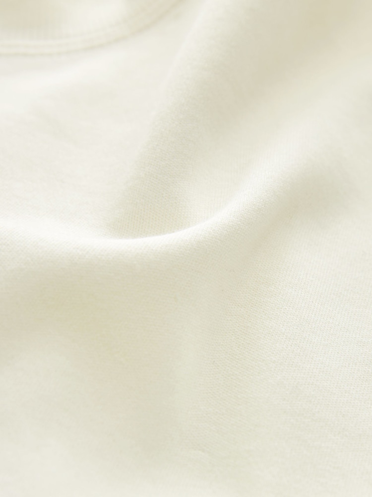 Ecru White Relaxed Fit Heavyweight Longline Crew Neck 100% Cotton T-Shirt - Image 6 of 6