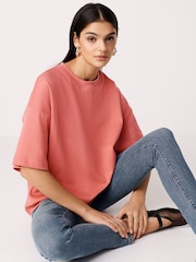 Pink Oversized Relaxed Fit Boxy Heavyweight Crew Neck T-Shirt - Image 2 of 6