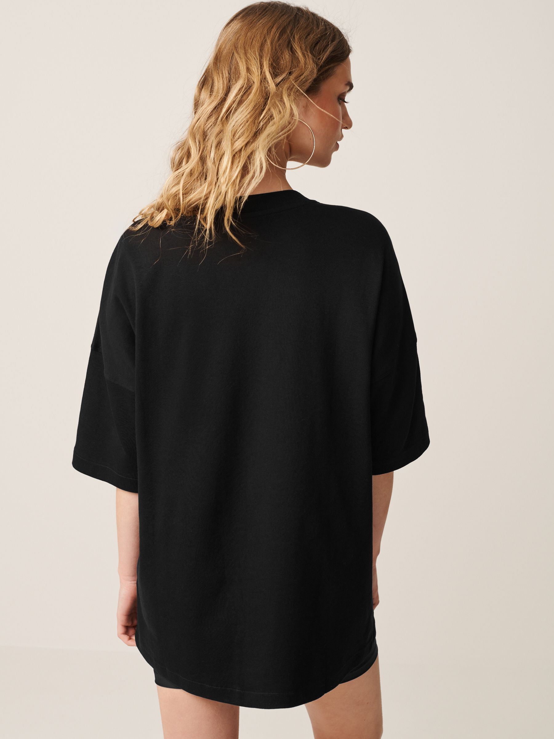 Buy Black Relaxed Fit Heavyweight Longline Crew Neck T-Shirt from Next USA