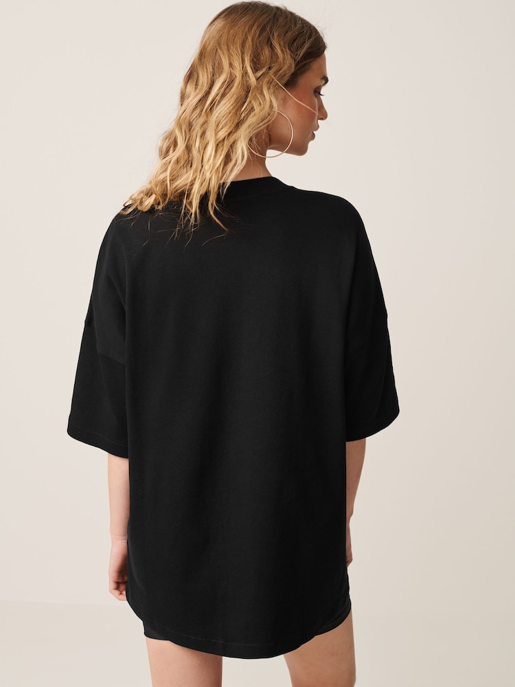 Black Relaxed Fit Heavyweight Longline T-Shirt - Image 4 of 7