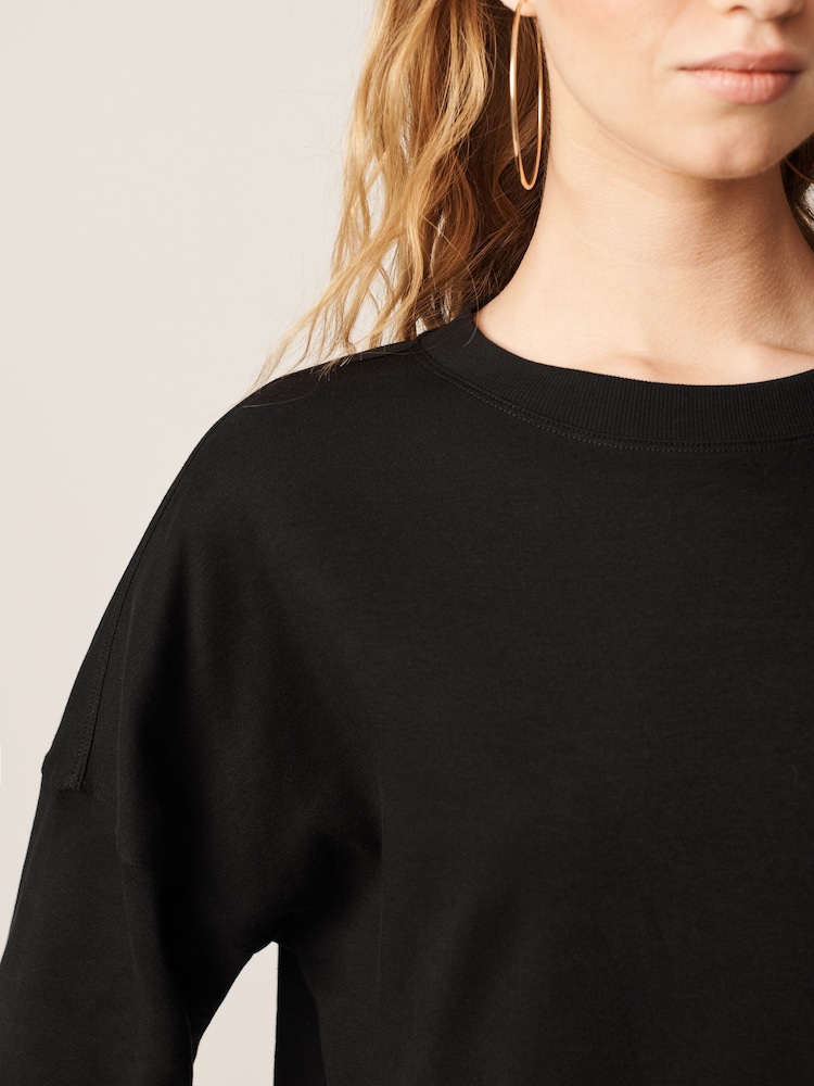 Black Relaxed Fit Heavyweight Longline T-Shirt - Image 5 of 7