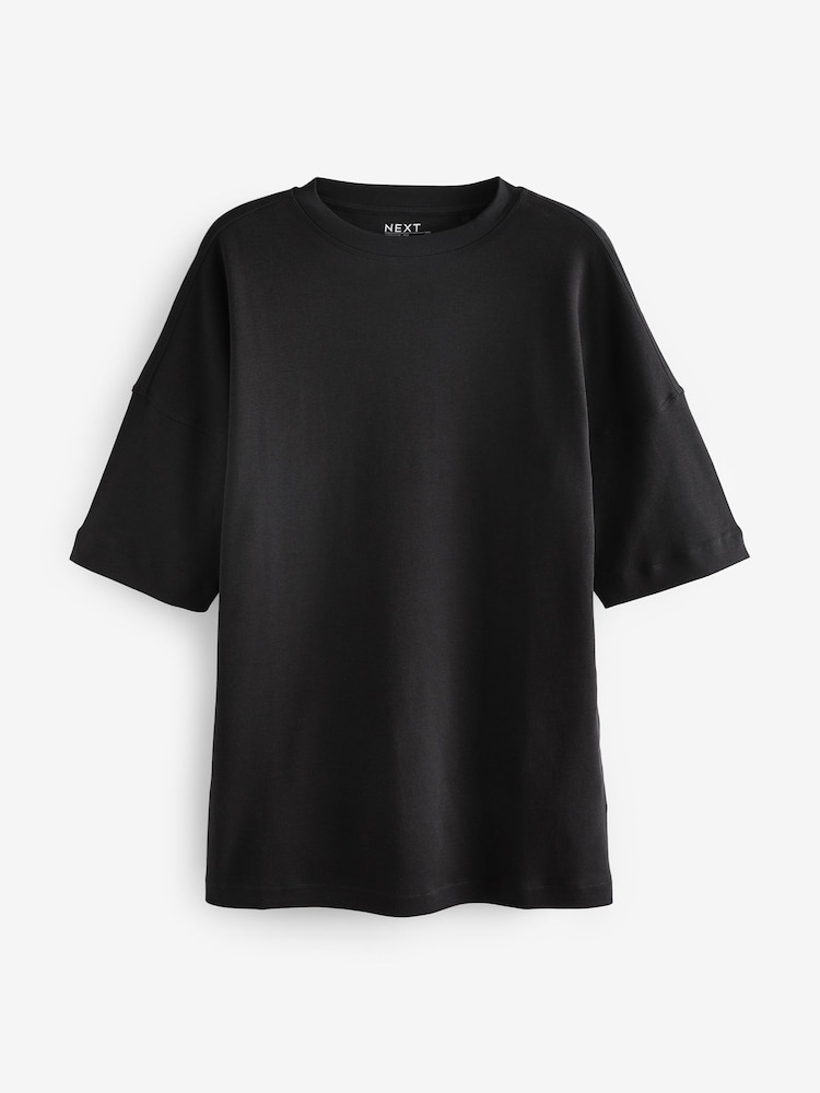 Black Relaxed Fit Heavyweight Longline T-Shirt - Image 6 of 7