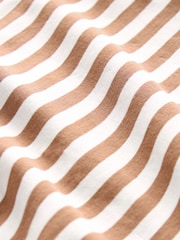 Brown/Ecru Stripe Shorter Length Cotton Rich Bandeau Boobtube Top - Image 6 of 6