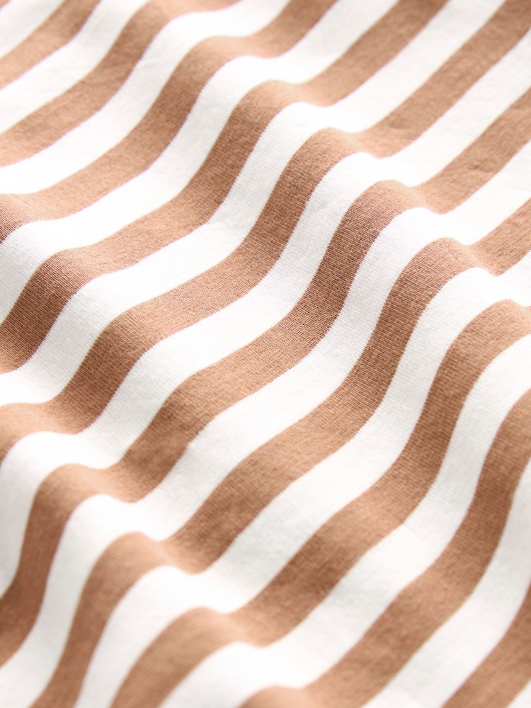 Brown/Ecru Stripe Shorter Length Cotton Rich Bandeau Boobtube Top - Image 6 of 6