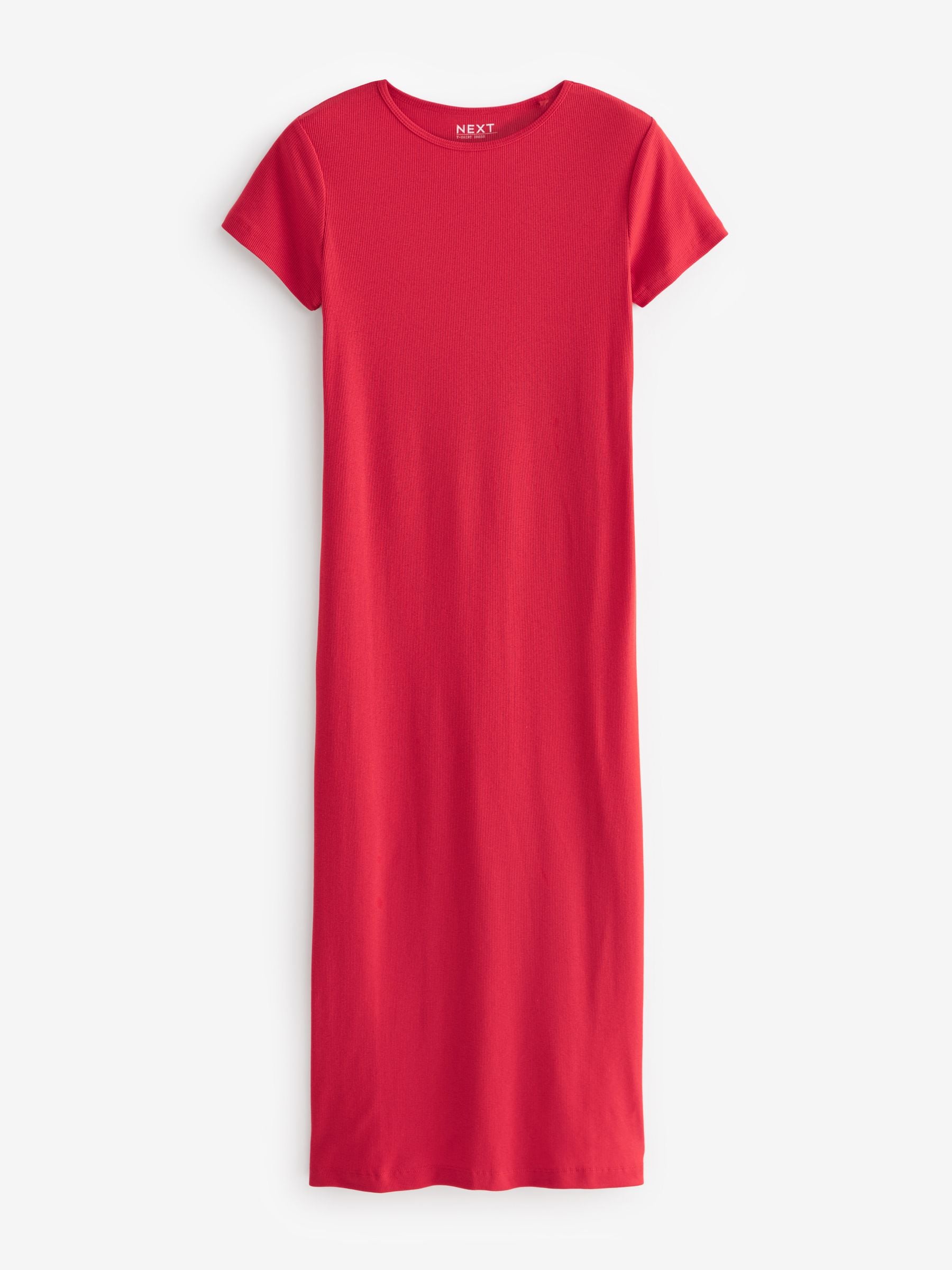 Long red t shirt dress sale