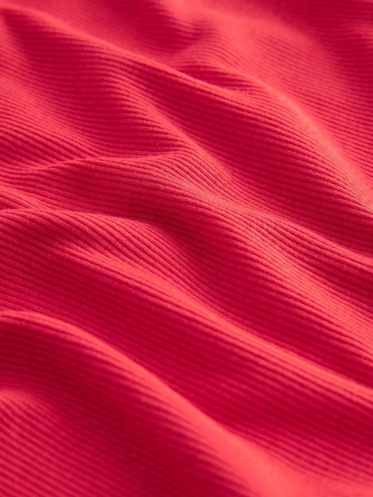 Red Ribbed T-Shirt Style Column Maxi Dress With Slit Detail - Image 7 of 7 Red Ribbed T-Shirt Style Column Maxi Dress With Slit Detail - Image 7 of 7