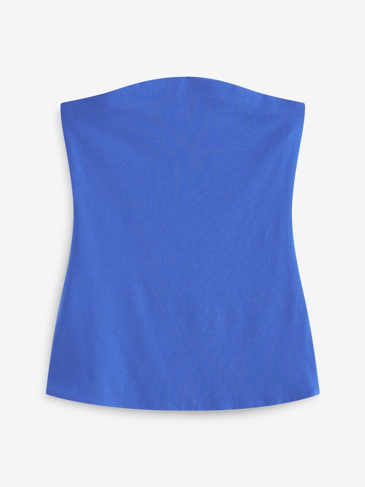 Cobalt Blue Cotton Rich Bandeau Boobtube Top - Image 5 of 6