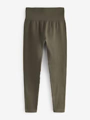 Khaki Green Ribbed Seamless High Waist Leggings - Image 6 of 7