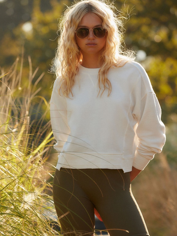 Khaki Green High Waist Ribbed Cycling Shorts - Image 1 of 6