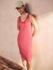 Coral Pink Sleeveless Slouch V-Neck Mini Dress - Image 1 of 6