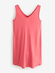 Coral Pink Sleeveless Slouch V-Neck Mini Dress - Image 5 of 6